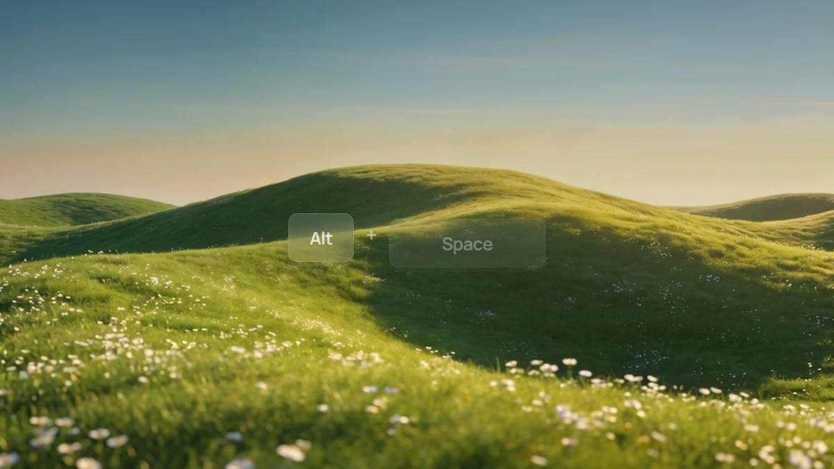 Alt and Space keys floating over the desktop, the shortcut that opens SearchQuik.